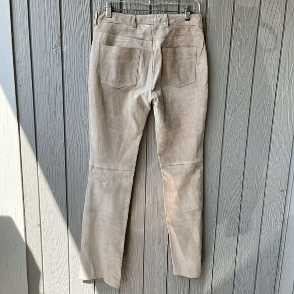Vintage Guess Genuine Suede Leather Pants Size 6 Beige Straight Leg - Picture 2 of 12